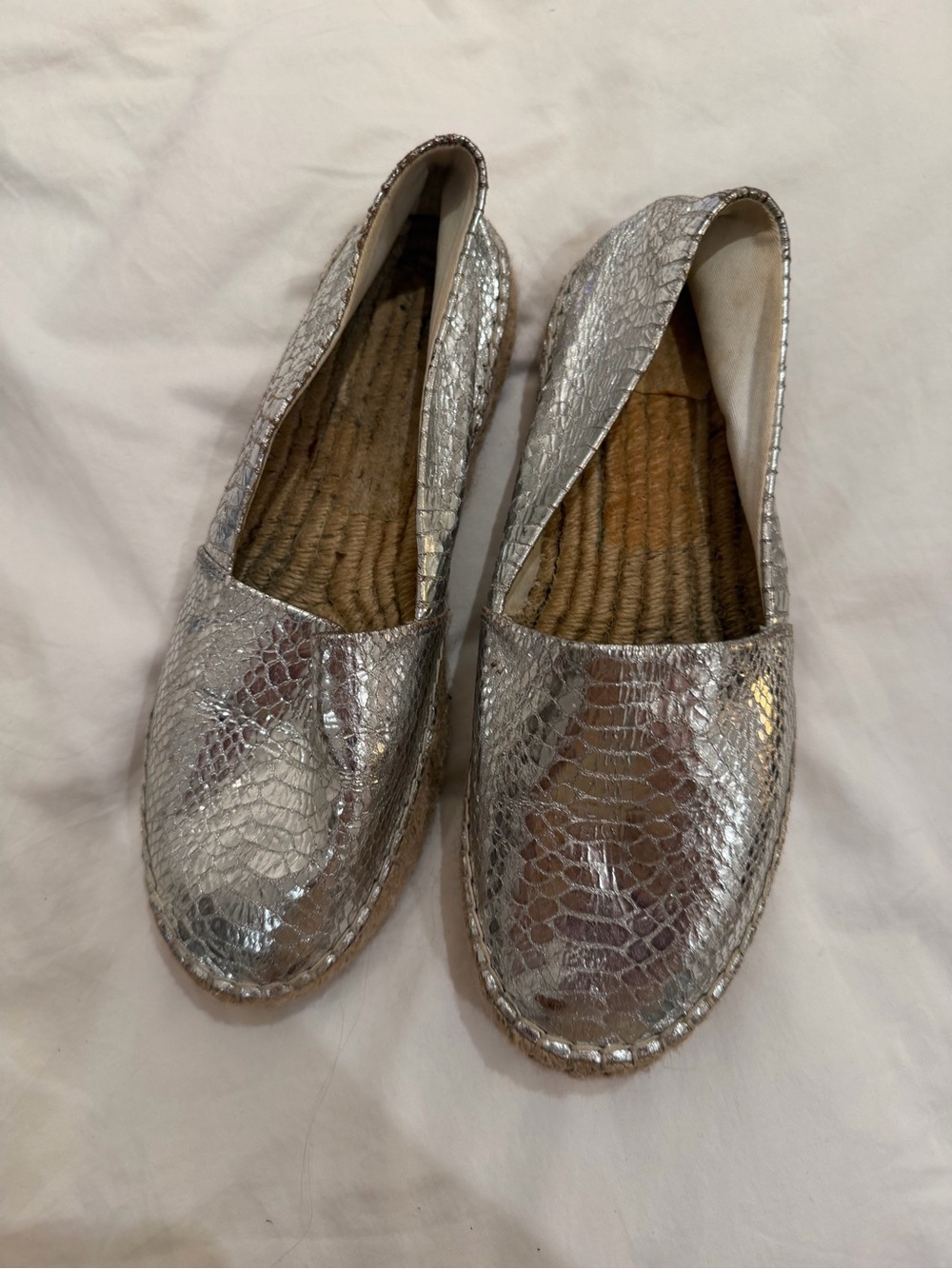 Jack Rogers Silver Metallic Espadrille Flats